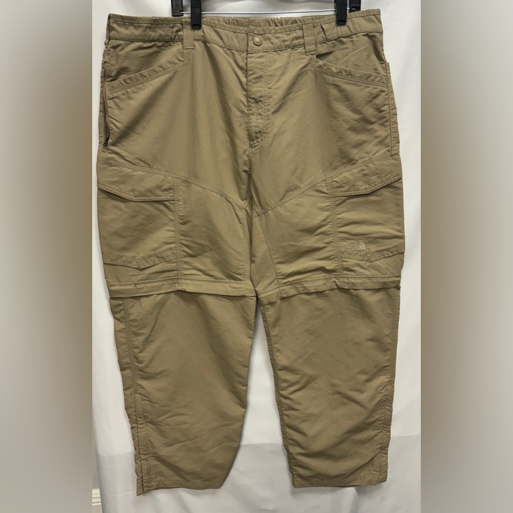 NorthFace Convertible Zip Off Nylon Khaki Cargo Pants Size XXL